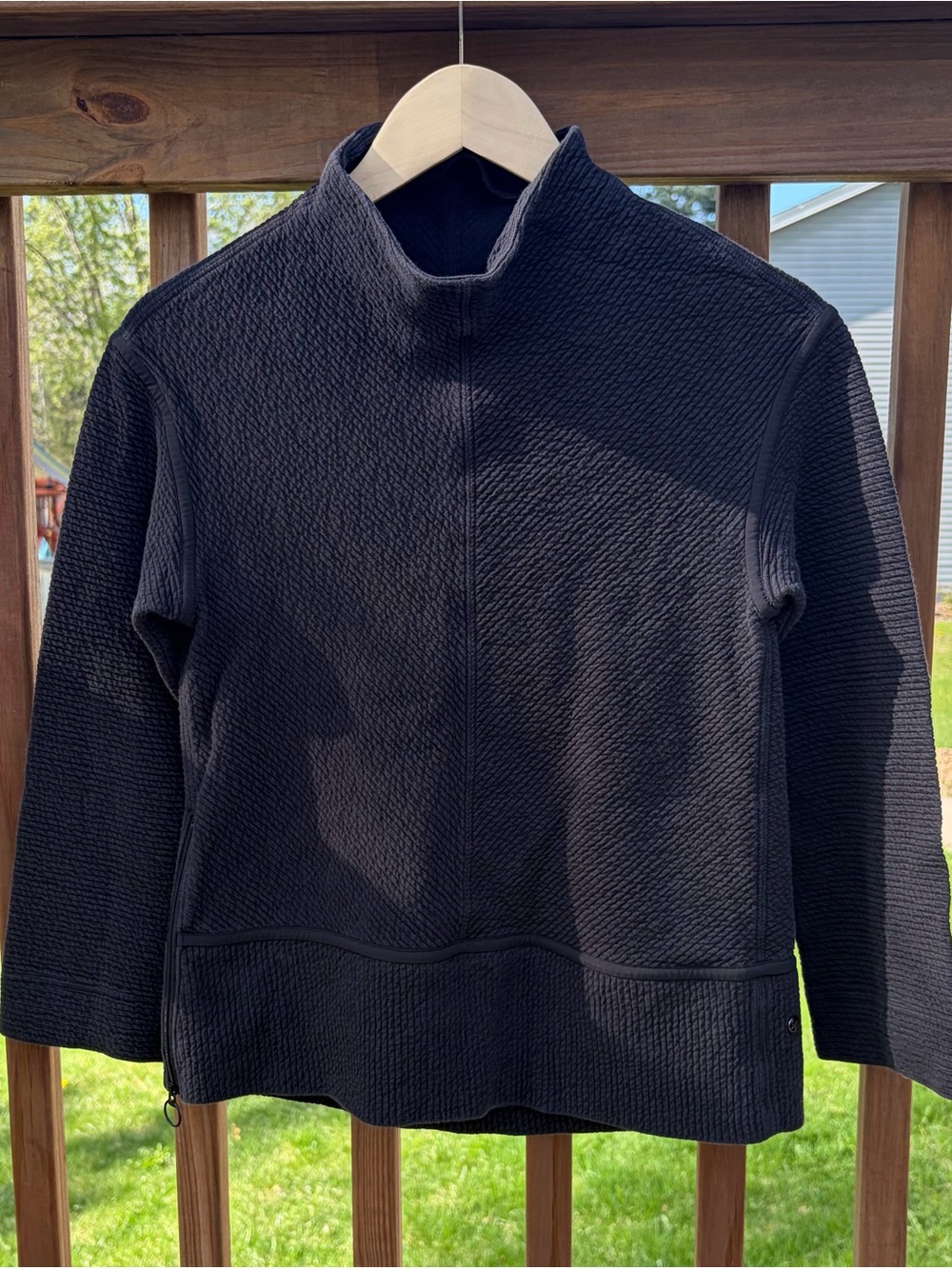 Lululemon Black Quilted Knit Pullover with Signature Logo